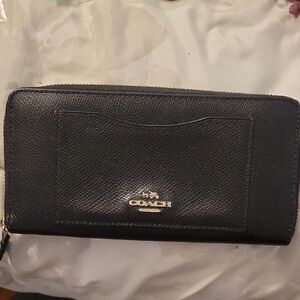 Coach Black Zip-Around Leather Wallet